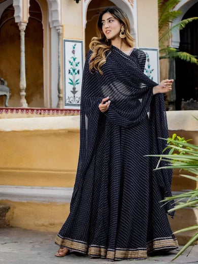 Captivating Black Laheriya Print Georgette Wedding Lehenga Choli